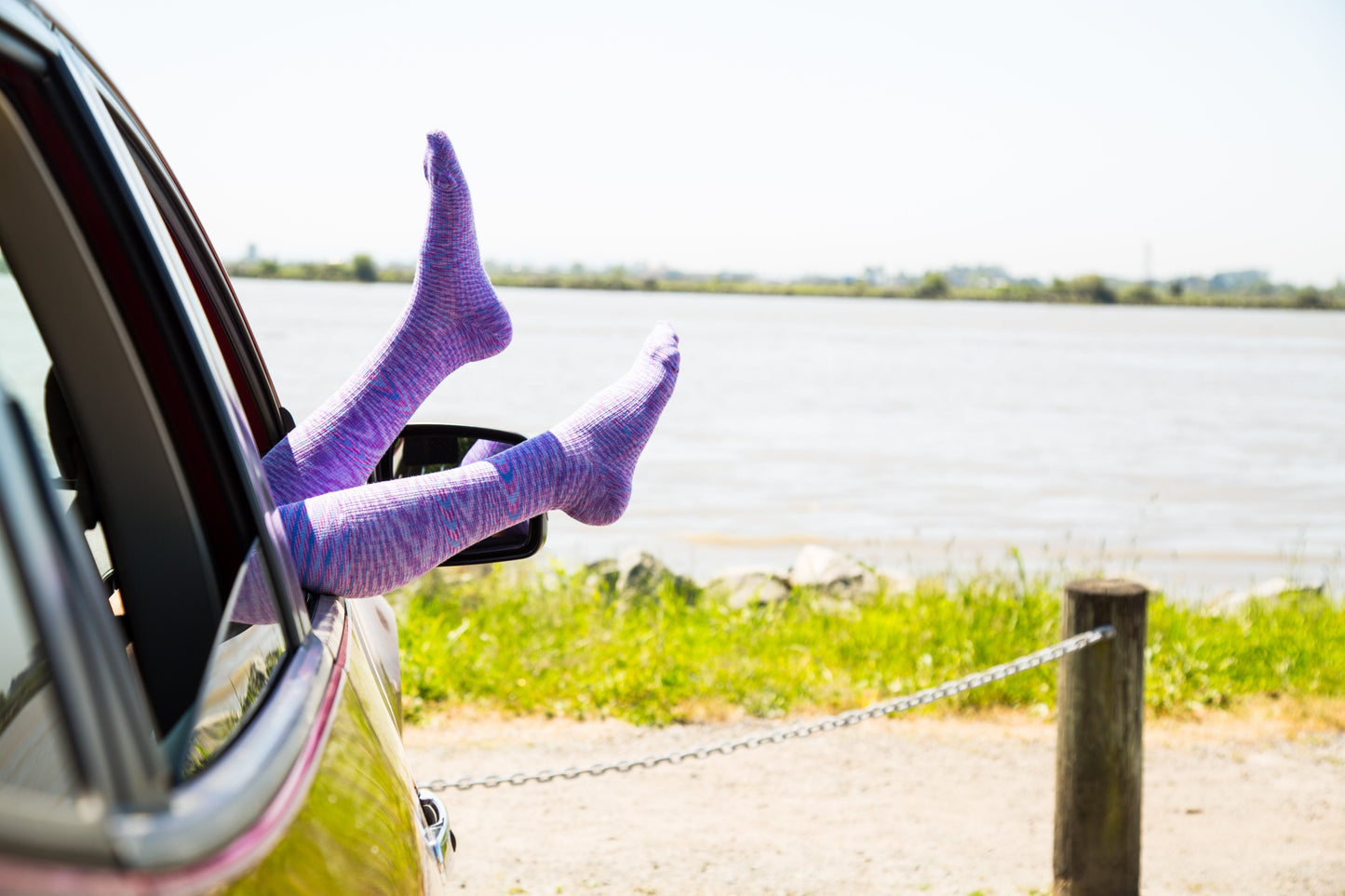 Space Dyed Purple/Blue Cotton Compression Socks
