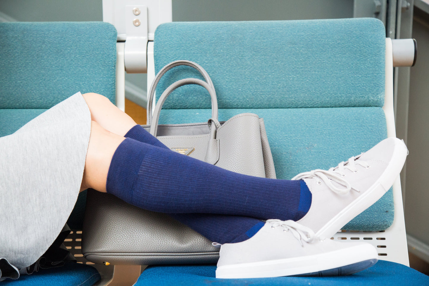 Solid Navy Cotton Compression Socks