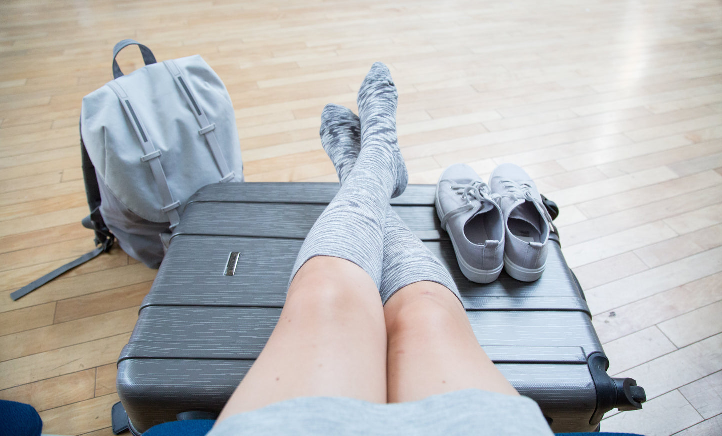 Space Dyed Grey/White Cotton Compression Socks