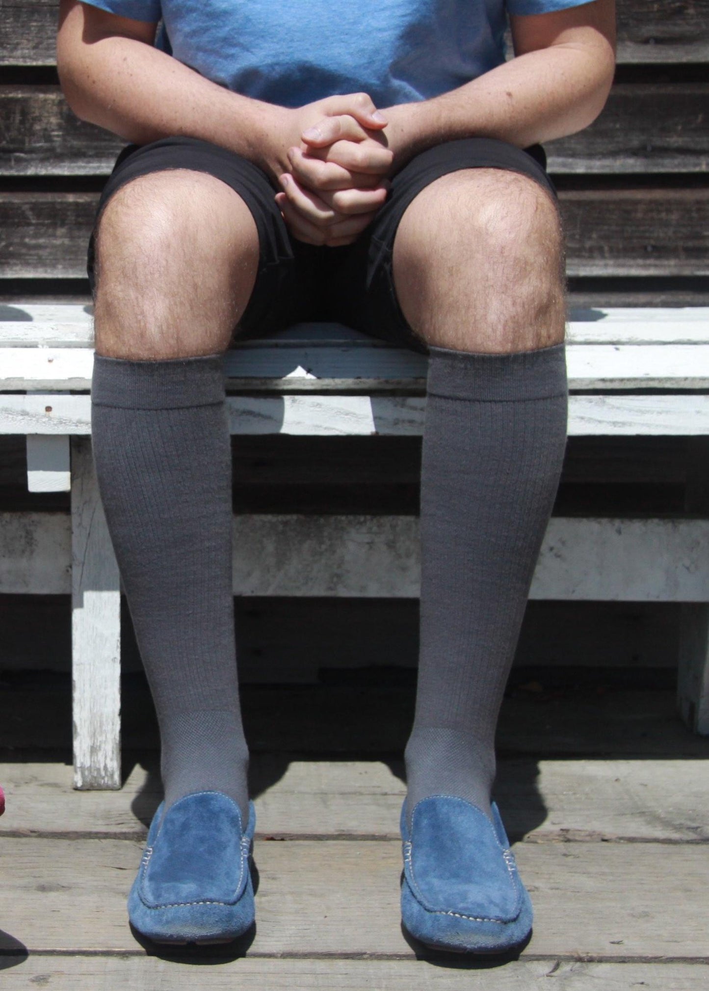 Solid Grey Cotton Compression Socks