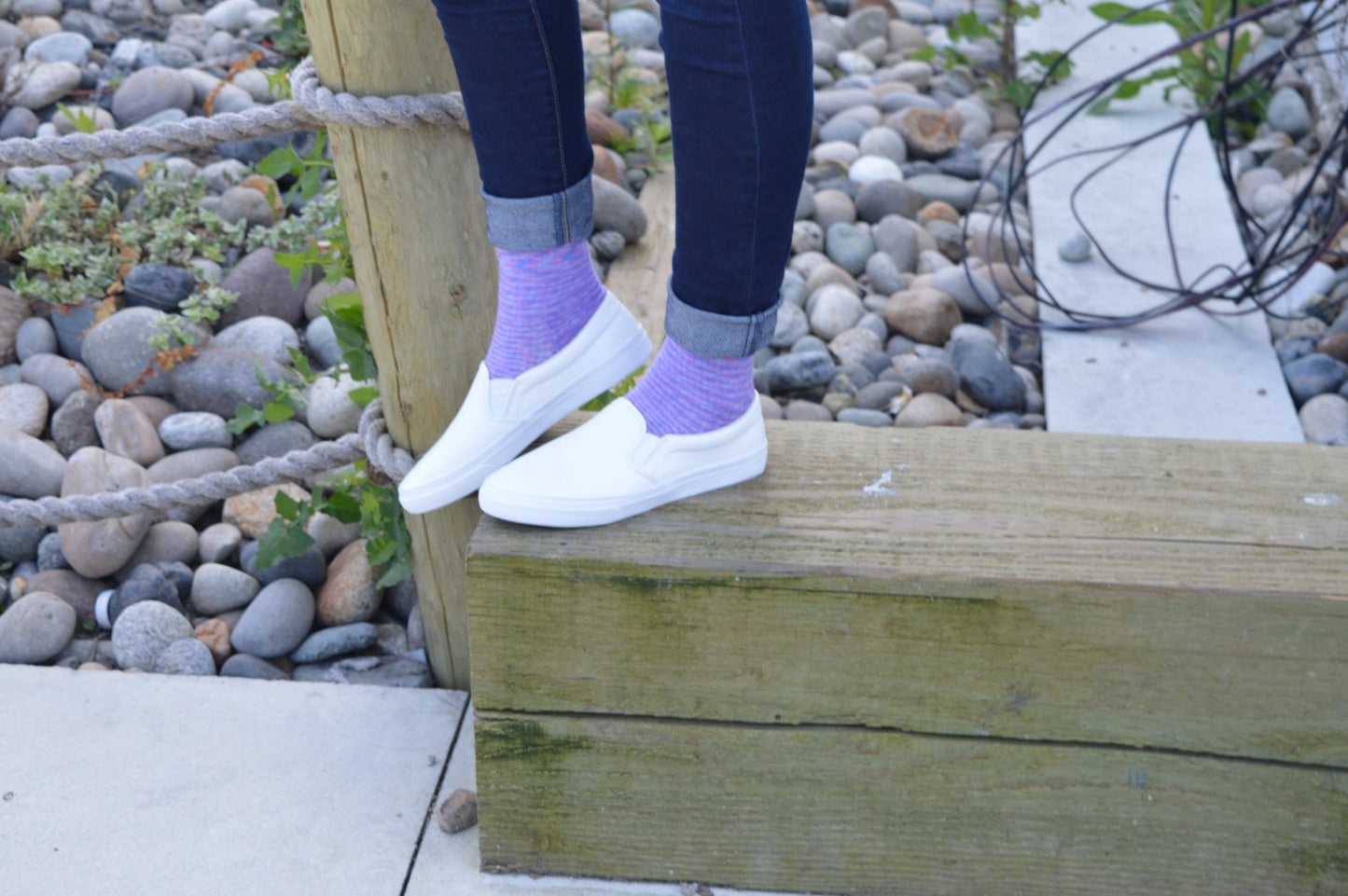Space Dyed Purple/Blue Cotton Compression Socks