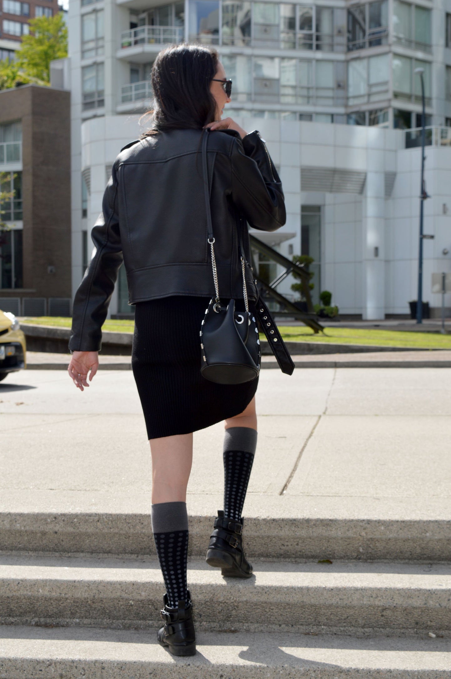 Polka Dot Cotton Black Compression Socks