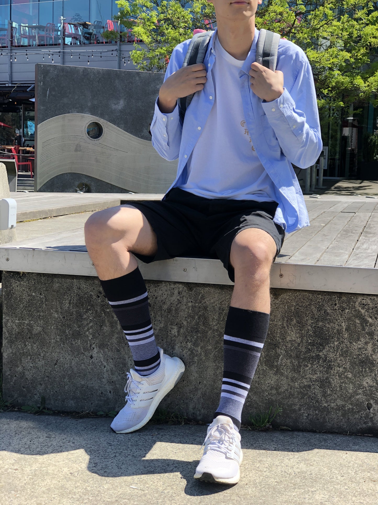 Stripe Cotton Black/Grey Compression Socks