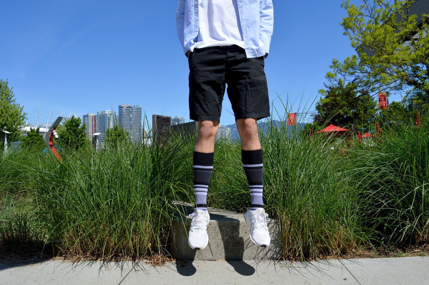 Stripe Cotton Black/Grey Compression Socks
