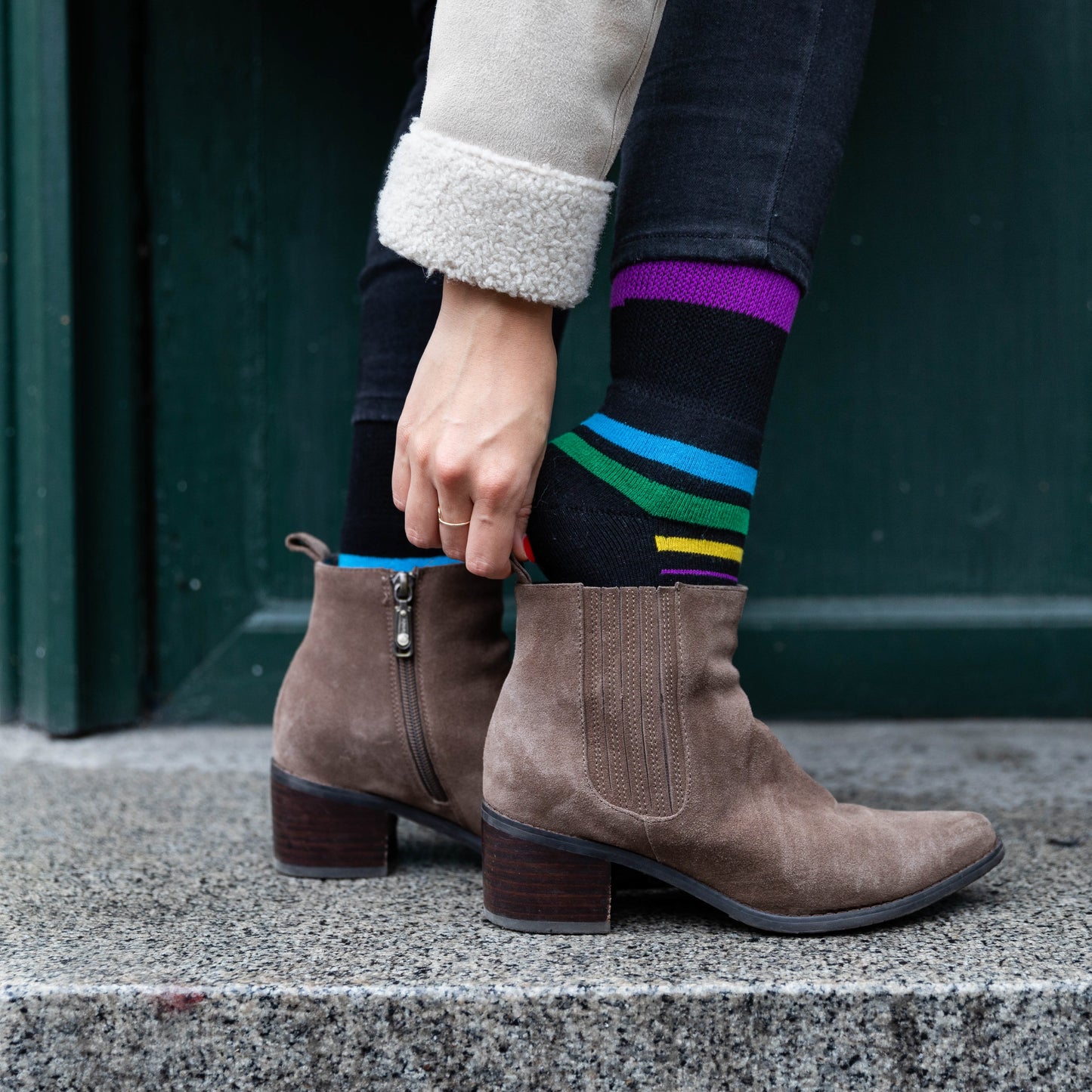 Diabetic Socks for Men, Diabetic Socks For Women, Neuropathy, Non Binding, Seamless - Multi Stripe