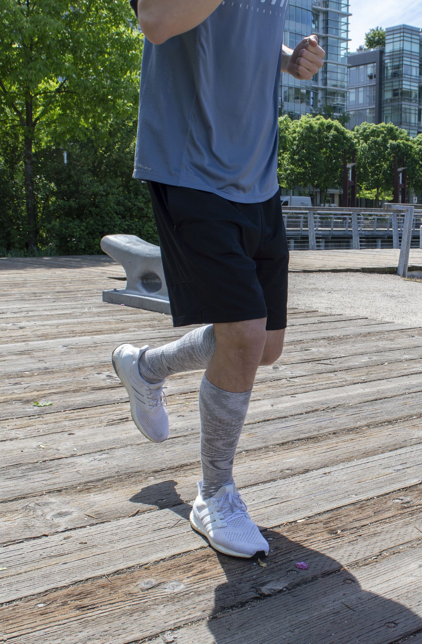 Space Dyed Grey/White Cotton Compression Socks