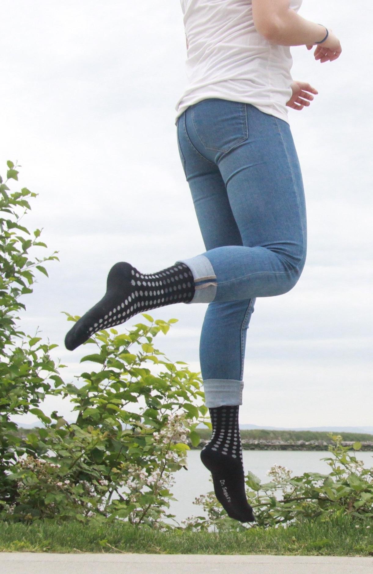 Polka Dot Cotton Black Compression Socks