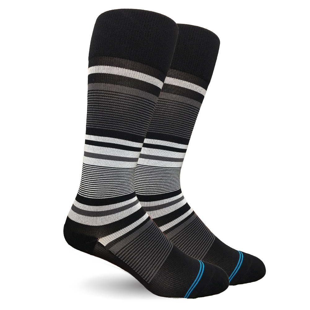 Stripe Cotton Black/Grey Compression Socks