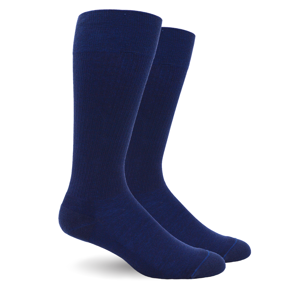 Solid Navy Cotton Compression Socks
