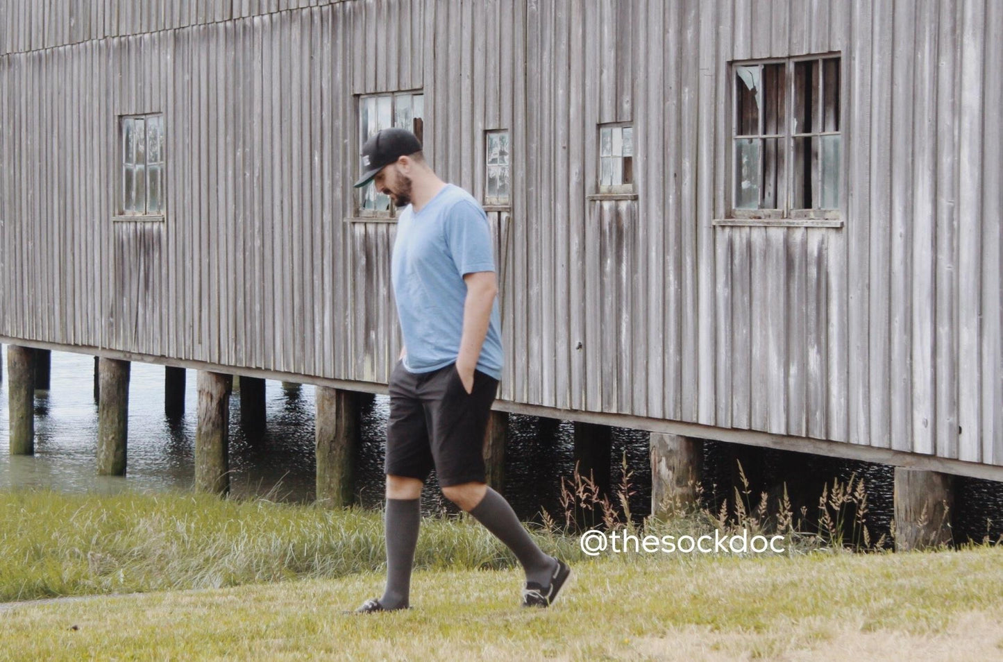 Solid Grey Cotton Compression Socks