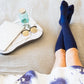 Solid Navy Cotton Compression Socks
