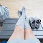 Space Dyed Grey/White Cotton Compression Socks