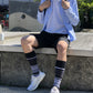 Stripe Cotton Black/Grey Compression Socks