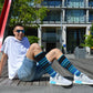 Stripe Cotton Blue Compression Socks