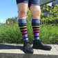 Stripe Cotton Black Multi Compression Socks