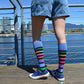 Stripe Cotton Black Multi Compression Socks
