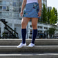 Solid Navy Cotton Compression Socks