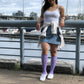 Space Dyed Purple/Blue Cotton Compression Socks