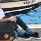Stripe Cotton Blue Compression Socks