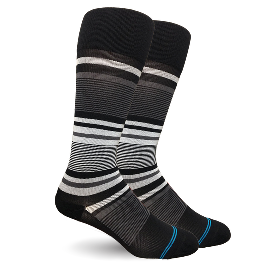 Stripe Cotton Black/Grey Compression Socks